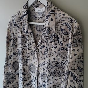 Beechers Brook L Vintage Old Money Timeless Romantic Chainlink Silk Blouse